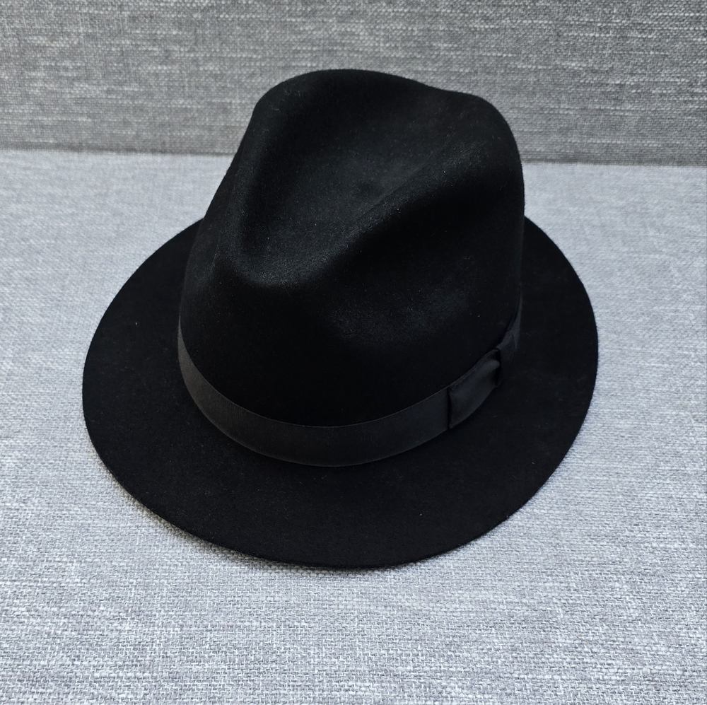 Vtg Timely Fashion By Park Royal 100% Wool Fedora Black Sz L Made In U.S.A.